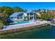 Aerial view of a home with a swimming pool and waterfront access at 1695 Brightwaters Ne Blvd, St Petersburg, FL 33704