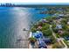 Bird's eye view of a waterfront property with a pool, private dock, and boat lift on tranquil water at 1695 Brightwaters Ne Blvd, St Petersburg, FL 33704