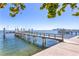 Picturesque scene of a boat dock extending into the water with city views under a clear sky at 1695 Brightwaters Ne Blvd, St Petersburg, FL 33704