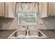 Stainless steel double sink features modern faucet and natural light from the window at 17913 Greensboro St, Spring Hill, FL 34610