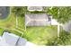 An aerial view of a spacious backyard, perfect for outdoor activities and relaxation at 18150 Leamington Ln, Land O Lakes, FL 34638
