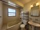 Full bathroom with vanity sink and shower over tub with white tile at 204 Shore W Dr, Oldsmar, FL 34677