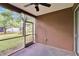Screened patio with ceiling fan at 2119 Kings Palace Dr, Riverview, FL 33578