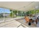 Screened-in patio offers a relaxing outdoor space for dining and entertainment, with a view of the backyard at 8408 Flagstone Dr, Tampa, FL 33615