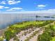 Picturesque aerial shot of a waterfront park and bay in a charming coastal community at 907 Arlington N Ave, St Petersburg, FL 33705