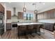 Modern kitchen with stainless steel appliances, dark wood cabinetry, and center island with counter seating at 907 Arlington N Ave, St Petersburg, FL 33705