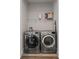Convenient laundry room with front-load washer and dryer, wire shelving, and organized storage solutions at 907 Arlington N Ave, St Petersburg, FL 33705