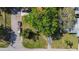 Aerial shot of the home showing the roof, lawn, trees, and surrounding neighborhood at 1411 Barry St, Clearwater, FL 33756
