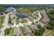 An aerial view of a meticulously planned community, showcasing well-maintained homes, green spaces, and winding streets at 19123 Sunset Bay Dr, Land O Lakes, FL 34638