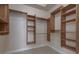 Walk-in closet features custom wood shelving to maximize storage space at 19123 Sunset Bay Dr, Land O Lakes, FL 34638