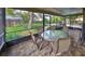 Relaxing screened patio featuring a table for six and view of the sparkling pool and lush backyard at 2812 Ormandy Ct, Tampa, FL 33618