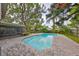 Backyard pool surrounded by brick pavers and lush landscaping, with a screened-in patio at 2812 Ormandy Ct, Tampa, FL 33618