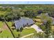 Aerial view of stunning home featuring manicured lawn, lush landscaping, and private backyard at 506 Crystal Grove Blvd, Lutz, FL 33548