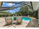 Screened pool area offers a relaxing outdoor space with brick pavers and comfortable seating at 506 Crystal Grove Blvd, Lutz, FL 33548