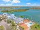 Aerial view of the house, highlighting its proximity to the waterfront and neighborhood amenities at 931 Inlet Cir, Venice, FL 34285