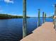 Wooden dock with water views, blue skies, and lush foliage at 109 Carmelina St, Ruskin, FL 33570