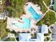 Aerial view of the community pool and recreation area with ample seating at 13110 Shumard Way, Riverview, FL 33579