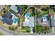 Aerial view of a home showcasing a private backyard pool and lush landscaping at 1508 Eden Isle Ne Blvd, St Petersburg, FL 33704