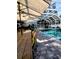 The sparkling pool and dining area are nestled within a screened enclosure, offering a perfect blend of relaxation and entertainment at 3217 W Lawn Ave, Tampa, FL 33611