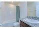 Bathroom featuring a tub/shower combo with a vanity and granite countertop at 5325 Thistle Field Ct, Wesley Chapel, FL 33545