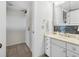 Bathroom vanity with stylish mosaic tile backsplash and ample storage at 5950 Pelican Bay S Plz # 603, Gulfport, FL 33707