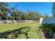 Expansive backyard featuring lush green grass and a well-maintained fence, providing privacy at 6827 Citrus Creek Ln, Tampa, FL 33625