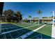 Outdoor shuffleboard courts feature multiple lanes with green surfaces and benches under a white awning at 8555 112Th St # 209, Seminole, FL 33772