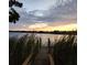 A wooden dock with reeds and a beautiful sunset view makes this real estate something special at 10216 Seminole Island Dr, Largo, FL 33773