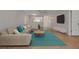 Bright living room featuring a plush sectional sofa, modern decor, and hardwood floors at 1201 Montrose Pl, Dunedin, FL 34698