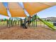 Neighborhood playground featuring covered structures, a slide, and fun equipment for ' recreation at 22229 Storybook Cabin Way, Land O Lakes, FL 34637