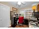 Dedicated home office space with built-in shelves, desk space, and natural light at 223 Lime S Cir, Dunedin, FL 34698