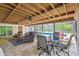 This screen patio features comfortable furniture and a nice pool at 4555 Debbie Ln, Lutz, FL 33559