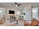 Inviting living space with hardwood floors, a ceiling fan, and a seamless flow into the modern kitchen at 5444 70Th N Ln, St Petersburg, FL 33709
