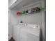 Efficient laundry room with a washing machine and dryer, equipped with shelving at 777 N Ashley Dr # 2610, Tampa, FL 33602