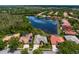 Gorgeous aerial view of homes surrounding a tranquil lake, showcasing the community's lush greenery and serene setting at 10228 Estuary Dr, Tampa, FL 33647