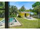 View from window of a private pool and cabana, creating a tranquil outdoor retreat at 3409 W El Prado Blvd, Tampa, FL 33629