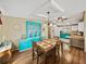 Dining area with custom hutch that leads to the adjoining kitchen at 35026 Colony Hills Dr, Zephyrhills, FL 33541