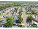 This aerial view highlights a residential community with tree-lined streets and a canal with waterfront properties at 5907 Tampa Shores Blvd, Tampa, FL 33615