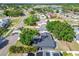 The aerial view reveals this home's placement within a community featuring canals, waterfront access, and mature trees at 5907 Tampa Shores Blvd, Tampa, FL 33615