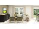 Living room with ample seating, large windows for natural light, and modern decor at 8108 Painted Sky Pl, Land O Lakes, FL 34637