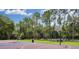 Basketball court with park-like green space and tall trees located within the Avalon at Pine Ridge community at 9905 Woodbay Dr, Tampa, FL 33626