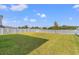 Spacious backyard with a well-maintained lawn and white fencing, offering privacy and room to play at 12856 French Market Dr, Riverview, FL 33579