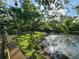 View of pond with lush greenery, and a pathway to enjoy the community's natural landscape at 321 Parkside Ln, Safety Harbor, FL 34695