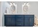 Bathroom with double vanity, shiplap walls, and modern fixtures at 400 Westborough Ln, Safety Harbor, FL 34695