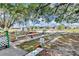 A miniature golf course with well-kept green and white obstacles offers fun for residents at 5244 Betty St, Zephyrhills, FL 33542