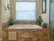 Luxurious bathroom with a large soaking tub, decorative plants, and tiled surround at 5343 Sagamore Ct, New Port Richey, FL 34655