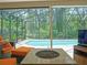 Screened-in patio with views of a pool and lush foliage behind the property at 5343 Sagamore Ct, New Port Richey, FL 34655
