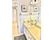 Well lit bathroom features a vanity with mirror and a shower with curtain at 717 Cordova Green, Seminole, FL 33777