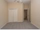 Carpeted bedroom featuring a closet and access to adjoining room at 1038 Emerald Dunes Dr, Sun City Center, FL 33573