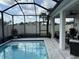 Screened-in pool with patio, plants, and neutral colored pavers provides a relaxing outdoor space at 1044 Manzanar Pl, Wesley Chapel, FL 33543